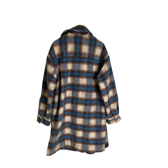Levis Selma Oversized Cozy Shirt Jacket Size Xsmall Libby Plaid Bonnie Blue NWT - Picture 5 of 6